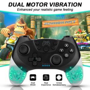 OUBANG Wireless Controllers for Nintendo Switch/Lite/OLED Controller, Switch Pro Controller with Dual Vibration, Upgrade Joystick Switch Gamepad Remote with Wake UP and Turbo Function Black White