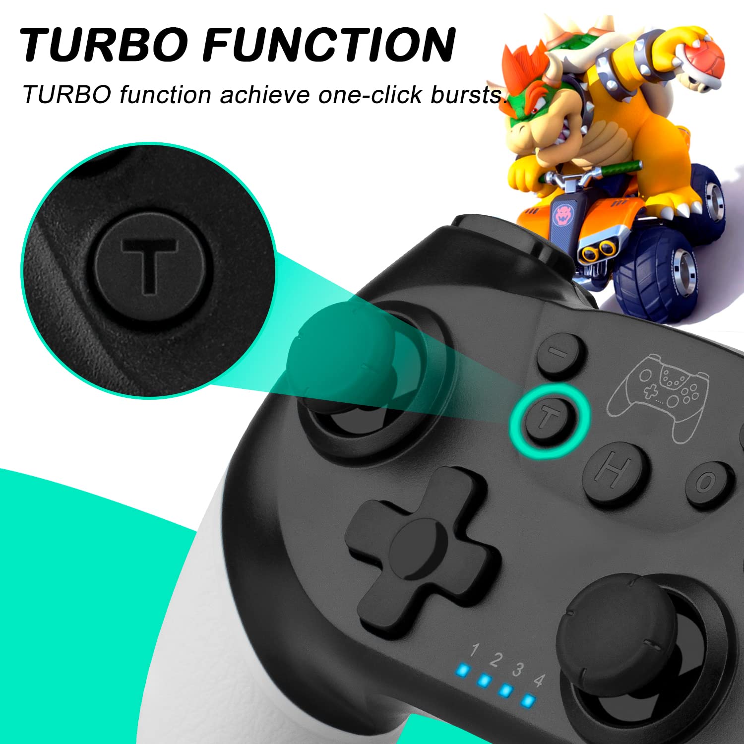 OUBANG Wireless Controllers for Nintendo Switch/Lite/OLED Controller, Switch Pro Controller with Dual Vibration, Upgrade Joystick Switch Gamepad Remote with Wake UP and Turbo Function Black White