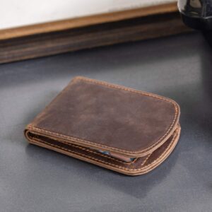 Polare Slim Curve Front Pocket RFID Blocking Italian Real Leather Bifold Wallet for Men (Dark Brown)