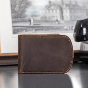 Polare Slim Curve Front Pocket RFID Blocking Italian Real Leather Bifold Wallet for Men (Dark Brown)