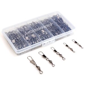 200PCS Barrel Snap Swivel Fishing Accessories, Premium Fishing Gear Equipment with Ball Bearing Swivels Snaps Connector for Quick Connect Fishing Lures