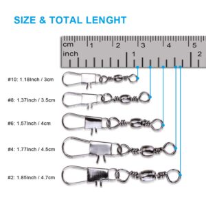 200PCS Barrel Snap Swivel Fishing Accessories, Premium Fishing Gear Equipment with Ball Bearing Swivels Snaps Connector for Quick Connect Fishing Lures