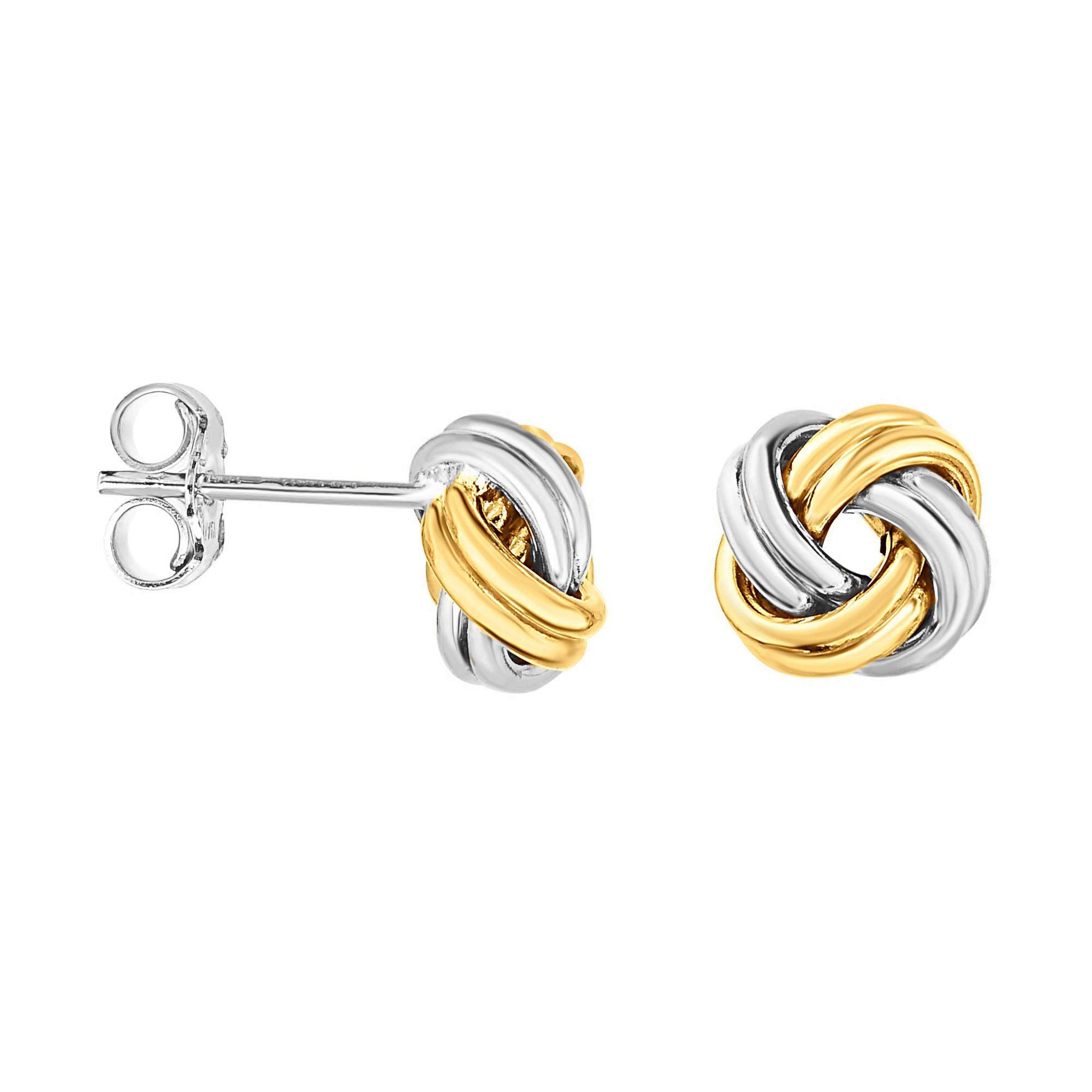 Ritastephens | Sterling Silver | Gold-tone | Overlay | Two-tone | Love Knot | Stud Earrings (9.5mm)