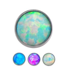 pierced owl set of 3 synthetic opal round internally threaded titanium dermal anchor tops (3mm)