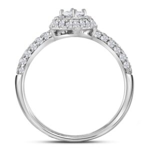 Dazzlingrock Collection 14kt White Gold Womens Princess Diamond 2-stone Bypass Bridal Wedding Engagement Ring 1.00 ctw