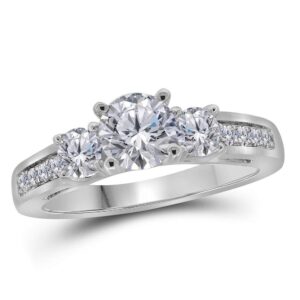 dazzlingrock collection 14kt white gold women's round diamond 3 stone engagement ring 1-1/4 ctw