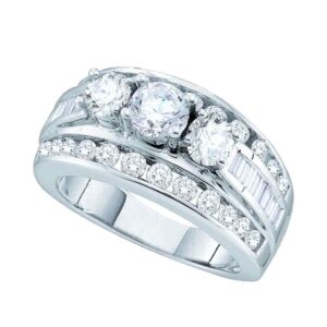 dazzlingrock collection 14k white gold womens round diamond 3-stone bridal wedding engagement ring 1.00 ctw