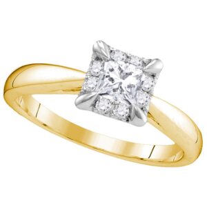 dazzlingrock collection 14kt yellow gold womens princess diamond solitaire bridal wedding engagement ring 1/2 ctw