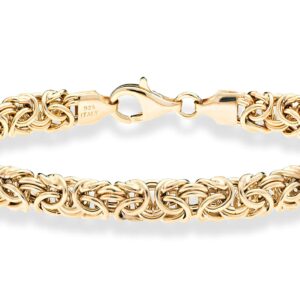 Miabella Italian 18K Gold Over Sterling Silver Byzantine Bracelet for Women, Handmade in Italy (Length 7 Inches (Small))