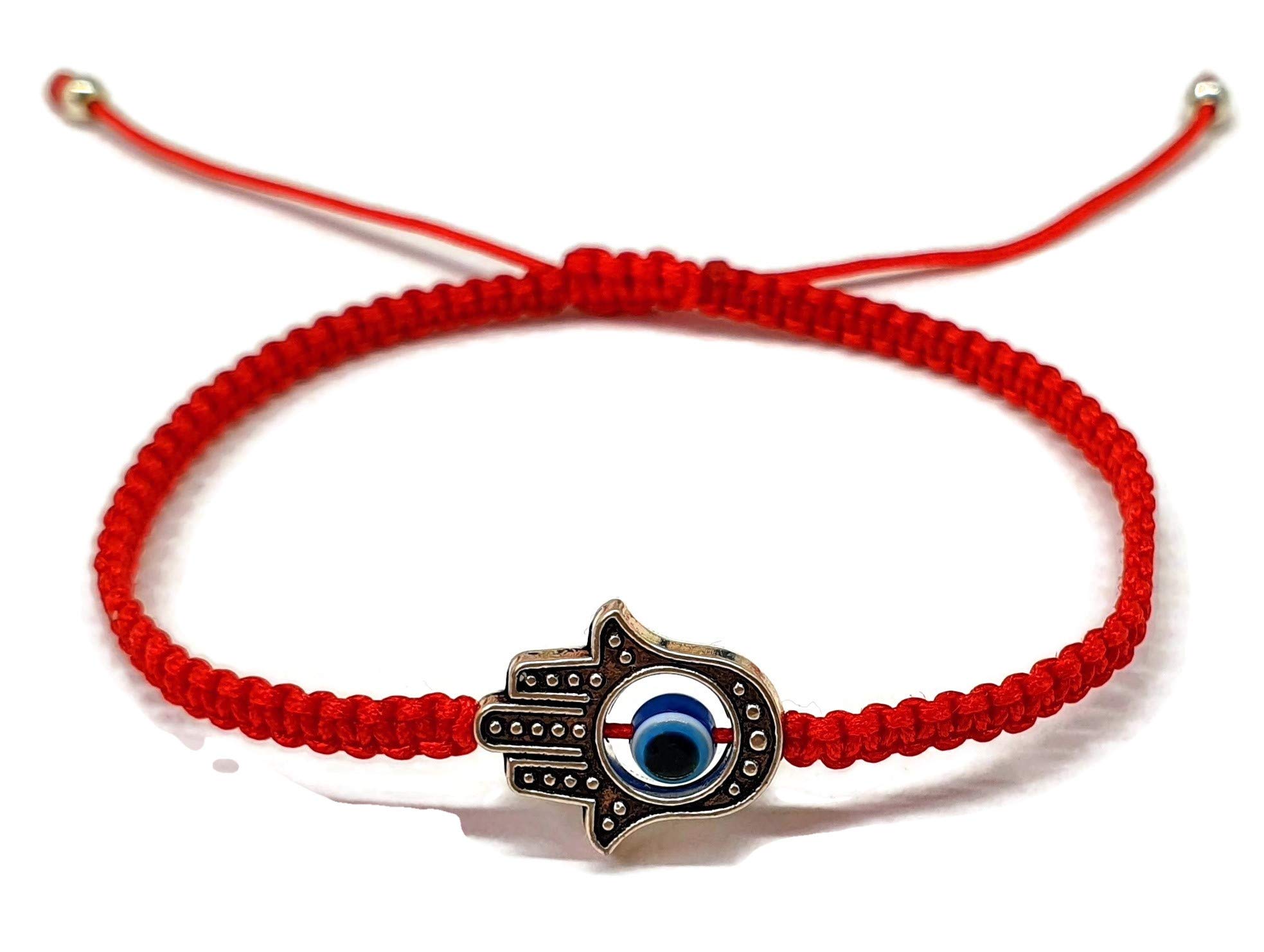 MYSTIC JEWELS by Dalia – Macrame Red String Bracelet for Luck – Blue Turkish Eye with Fatima Hand Hamsa