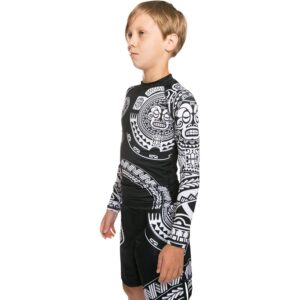 Hardcore Training Kids Rash Guard Compression Base Layer Tights No Gi BJJ Fitness Workout Running Boxing Black White