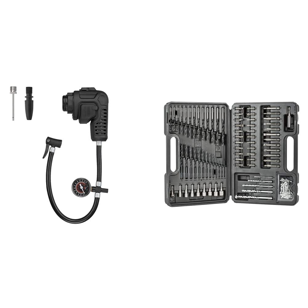 BLACK+DECKER BDCMTHPI Inflator Multi-Tool Attachment with BLACK+DECKER BDA91109 Combination Accessory Set, 109-Piece