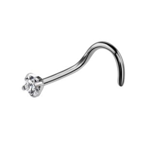 COCHARM G23 Titanium Nose Stud 20g Nose Screw Nose Rings 2mm Diamond Clear CZ Nose Stud Nose Rings 20 Gauge Nose Piercing Jewelry 20g Nose Corkscrew Stud