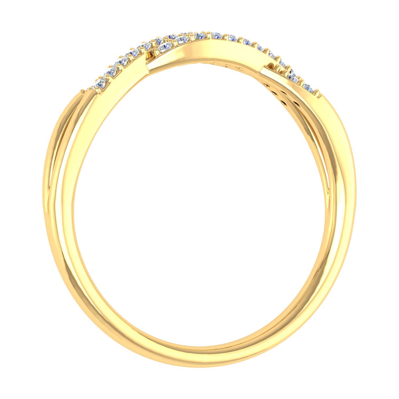 1/10 Carat (ctw) 10K Yellow Gold Diamond Ladies Swirl Stackable Anniversary Ring (Ring Size 8) (I1-I2 Clarity)