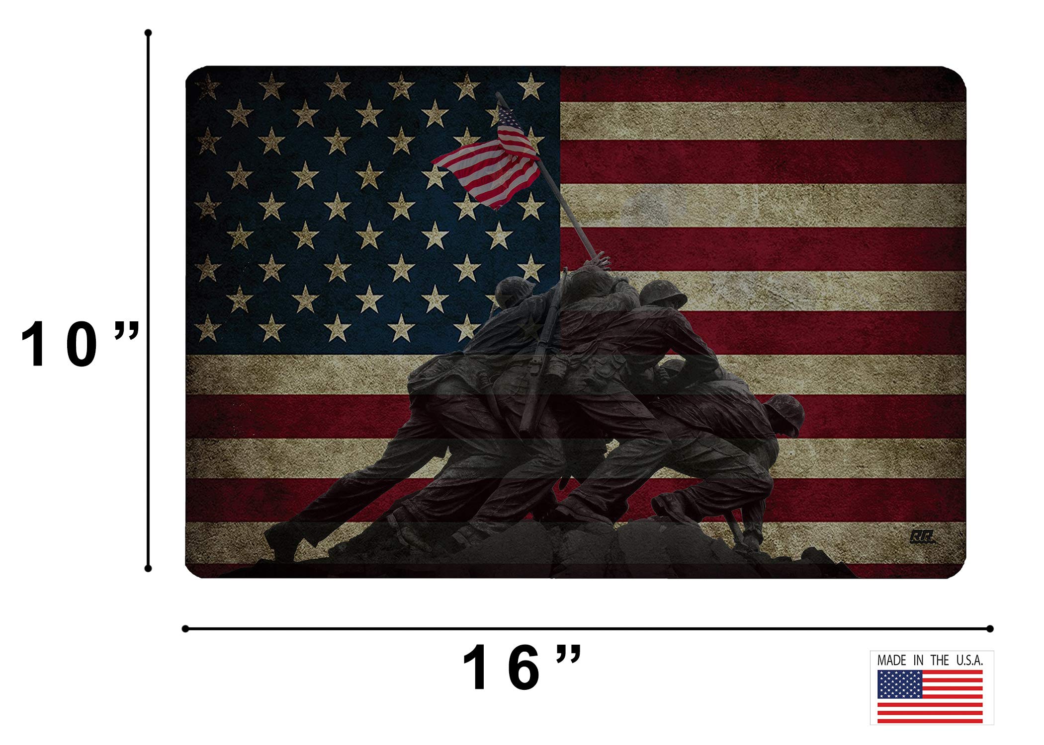 Rogue River Tactical Iwo Jima Memorial USA American Flag Gun Cleaning Mat Bench Pad Gift for Gun Owner Patriotic Military Veteran