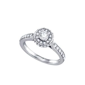 Dazzlingrock Collection 14k White Gold Women's Round Diamond Halo Engagement Ring 3/4 ctw