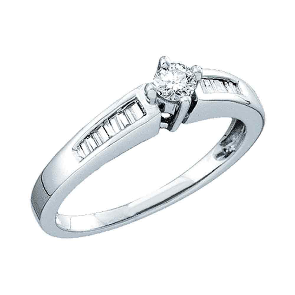 Dazzlingrock Collection 10kt White Gold Womens Round Diamond Solitaire Bridal Wedding Engagement Ring 1/3 ctw