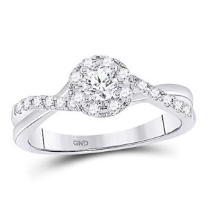 dazzlingrock collection 14kt white gold womens round diamond solitaire bridal wedding engagement ring 1/2 ctw