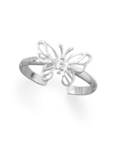 butterfly toe ring open cut out design sterling silver