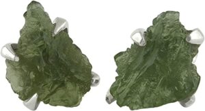 starborn creations rough moldavite post style earrings