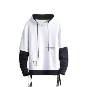 gurunvani contrast color pullover hoodie mens patchwork hoodies men white