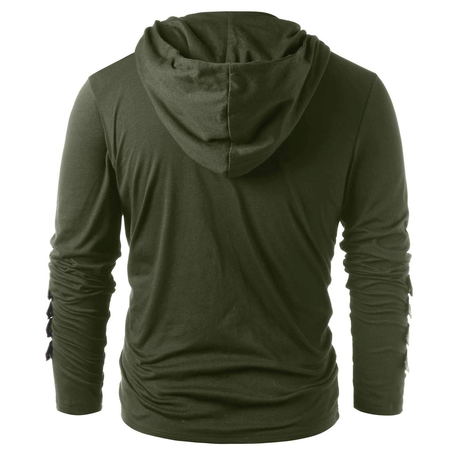 Men's Gothic Steampunk Shirts Sweatshirt Lace Up Long Sleeve Pullover Hooded Tee Tops Green