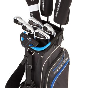 Precise M3 Men's Complete Golf Clubs Package Set Includes Driver, Fairway, Hybrid, 6-PW, Putter, Stand Bag, 3 H/C's - Right Handed - Regular or Tall Size (Blue - Tall Size +1", Right Handed)