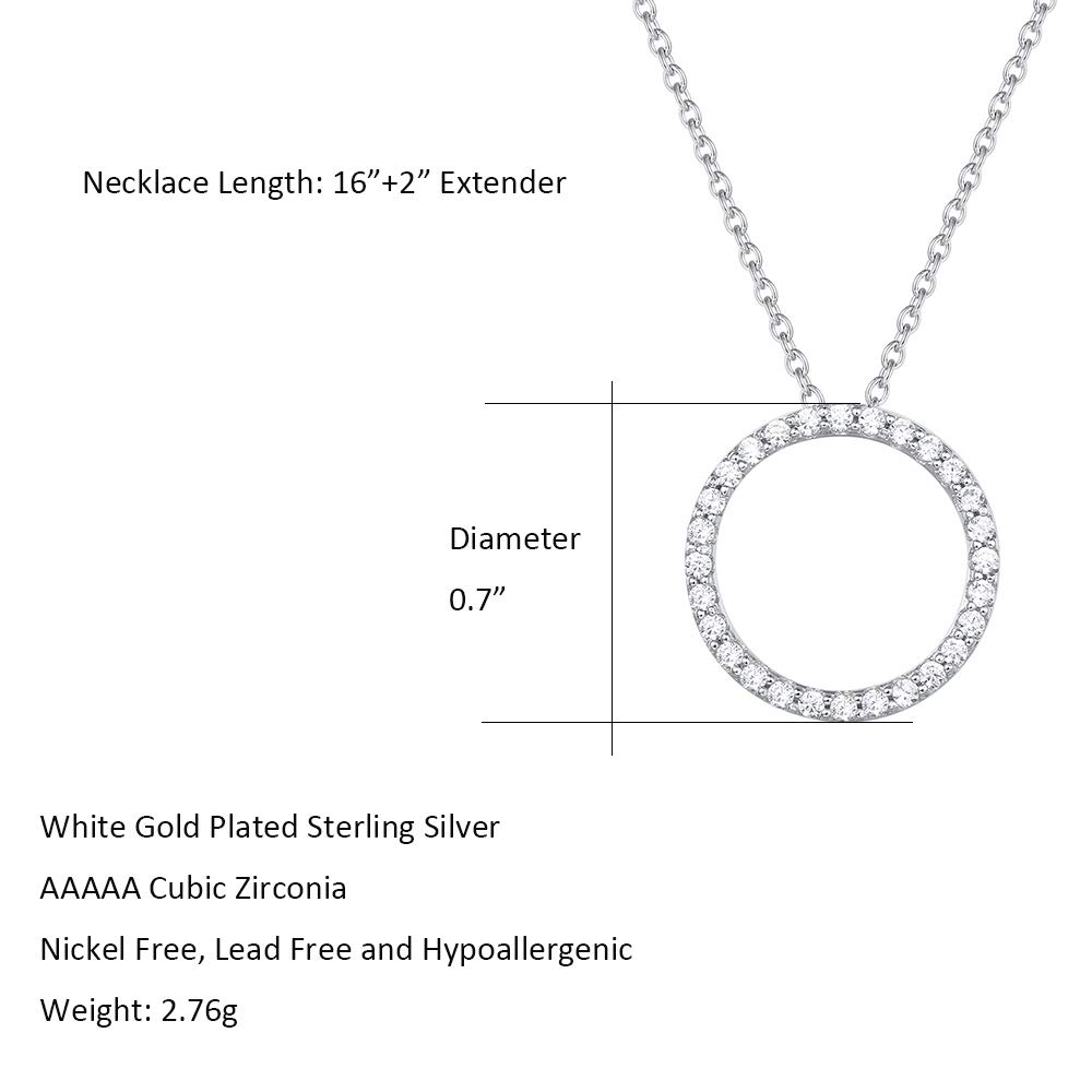 AGVANA Sterling Silver Circle Necklace for Women 5A Cubic Zirconia CZ Halo Open Eternity Circle Dainty Pendant Anniversary Jewelry for Her Birthday Gifts for Women Mom Wife Yourself