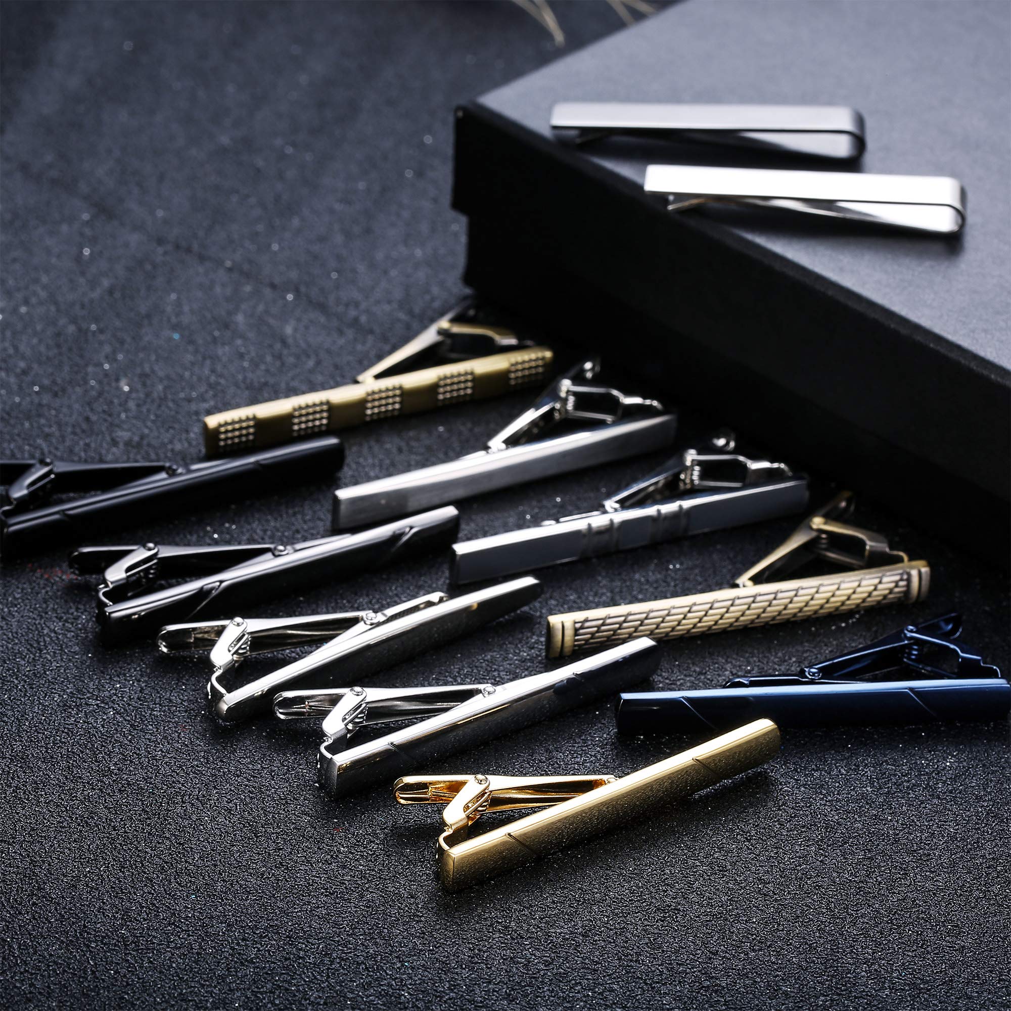 Jstyle 12 Pcs Tie Clips Set for Men Tie Bar Gift for Men Clip Set for Regular Ties Necktie Wedding Business Clips with Luxury Package