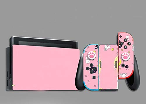 2X Silicone Analog Non-Slip Thumb Grips Stick Cap Case Cover Handle Joystick Button Caps for Nintendo Switch NS & Switch Lite Joy-con Controller Cute Cat Claw (White-Pink)