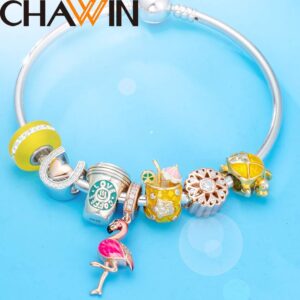 Beach Drink Charms Compatible with Pandora Charm Bracelets, 925 Sterling Silver Beads, Tropical Beer Dangling Pendant for Necklace and European Snake Chain, Hawaii Summer Holiday Charm Gifts