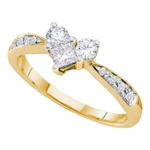 Dazzlingrock Collection 14kt Yellow Gold Womens Princess Diamond Heart Bridal Wedding Engagement Ring 1/2 ctw