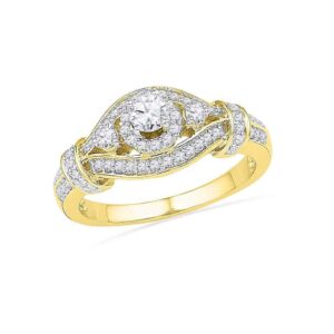 Dazzlingrock Collection 10kt Yellow Gold Womens Round Diamond Solitaire Bridal Wedding Engagement Ring 5/8 ctw