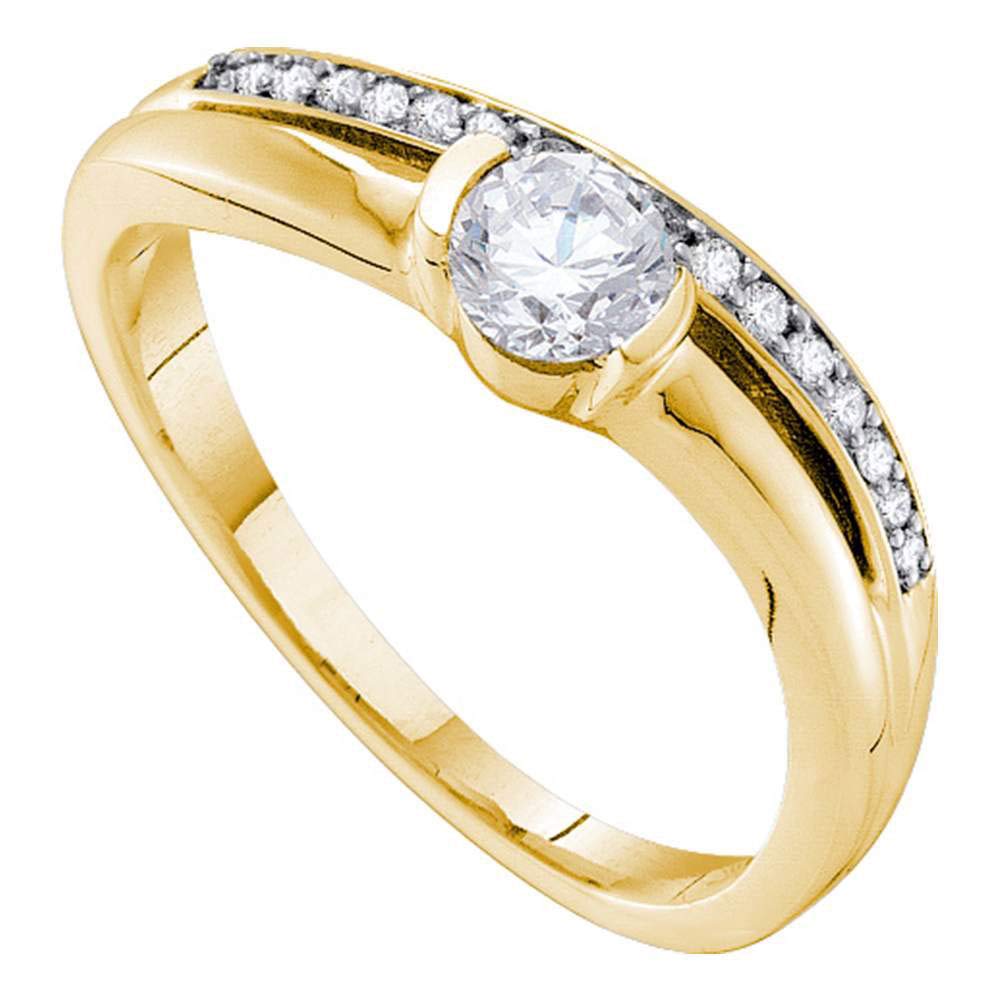 Dazzlingrock Collection 14kt Yellow Gold Women's Round Diamond Solitaire Engagement Ring 3/8 ctw