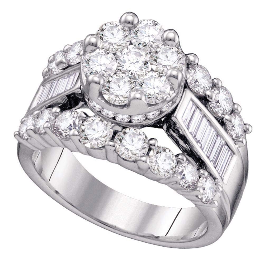 Dazzlingrock Collection 14kt White Gold Women's Round Diamond Cluster Engagement Ring 4.00 ctw