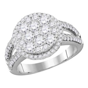 dazzlingrock collection 14kt white gold womens round diamond cluster bridal wedding engagement ring 1-3/4 ctw