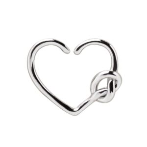 amelia fashion 18 gauge seamless bendable tied knot heart nose ring hoop for nose, eyebrow, ear cartilage 316l stainless steel (steel)