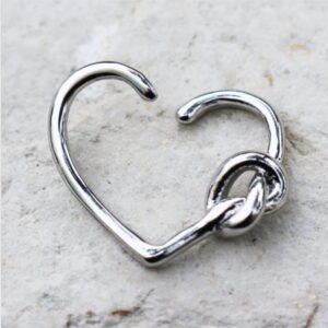 Amelia Fashion 18 Gauge Seamless Bendable Tied Knot Heart Nose Ring Hoop For Nose, Eyebrow, Ear Cartilage 316L Stainless Steel (Steel)