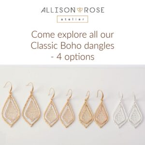 ALLISON ROSE ATELIER – Boho Filigree Two-Tone Dangle Earrings - Exquisite Handcrafted Jewelry for Boho Chic Style - Large Two Tone Worn Gold and Silver Plated Earring Set