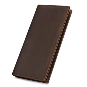 kattee men's vintage genuine leather long wallet for checkbook credit cards