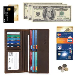 Kattee Men's Vintage Genuine Leather Long Wallet for Checkbook Credit Cards