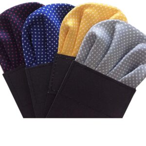 Men's PreFolded Pocket Squares On Card Assorted colors Polka dots Polyester Stain 3 Style 12 pieces