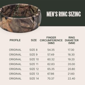 Groove Life Mossy Oak Breakup Country Camo Silicone Ring Breathable Rubber Wedding Rings for Men, Lifetime Coverage, Unique Design, Comfort Fit Ring - Size 11