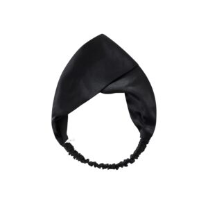 zimasilk 100% mulberry silk headband elastic twisted head hair wrap accessory turban for women(black)