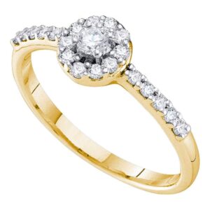 Dazzlingrock Collection 14kt Yellow Gold Womens Round Diamond Solitaire Bridal Wedding Engagement Ring 1/3 ctw