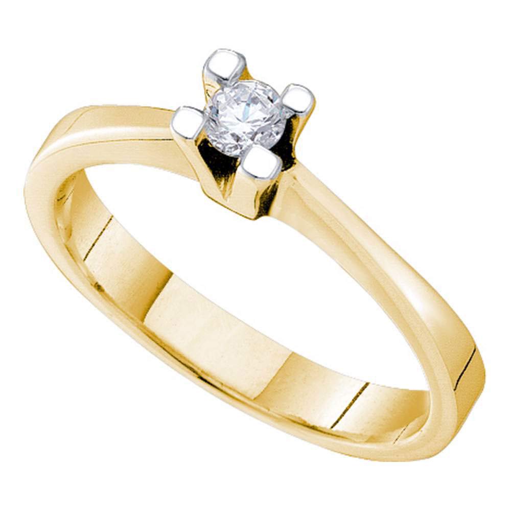 Dazzlingrock Collection 14kt Yellow Gold Women's Round Diamond Solitaire Engagement Ring 1/10 ctw