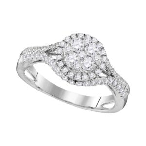 dazzlingrock collection 10kt white gold womens round diamond cluster bridal wedding engagement ring 1.00 ctw