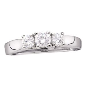 Dazzlingrock Collection 14kt White Gold Womens Round Diamond 3-stone Bridal Wedding Engagement Ring 1/2 ctw