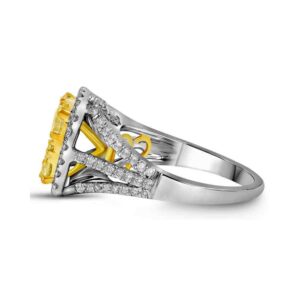 Dazzlingrock Collection 14kt White Gold Women's Round Yellow Diamond Cluster Engagement Ring 2-1/5 ctw