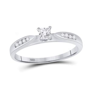 Dazzlingrock Collection 14kt White Gold Womens Princess Diamond Solitaire Bridal Wedding Engagement Ring 1/4 ctw